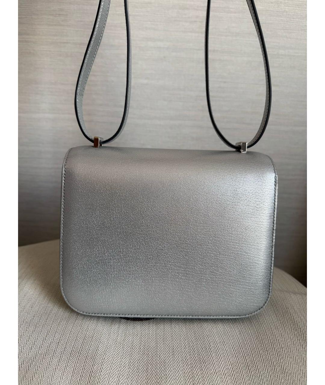 HERMES Серебряная кожаная сумка через плечо, фото 3