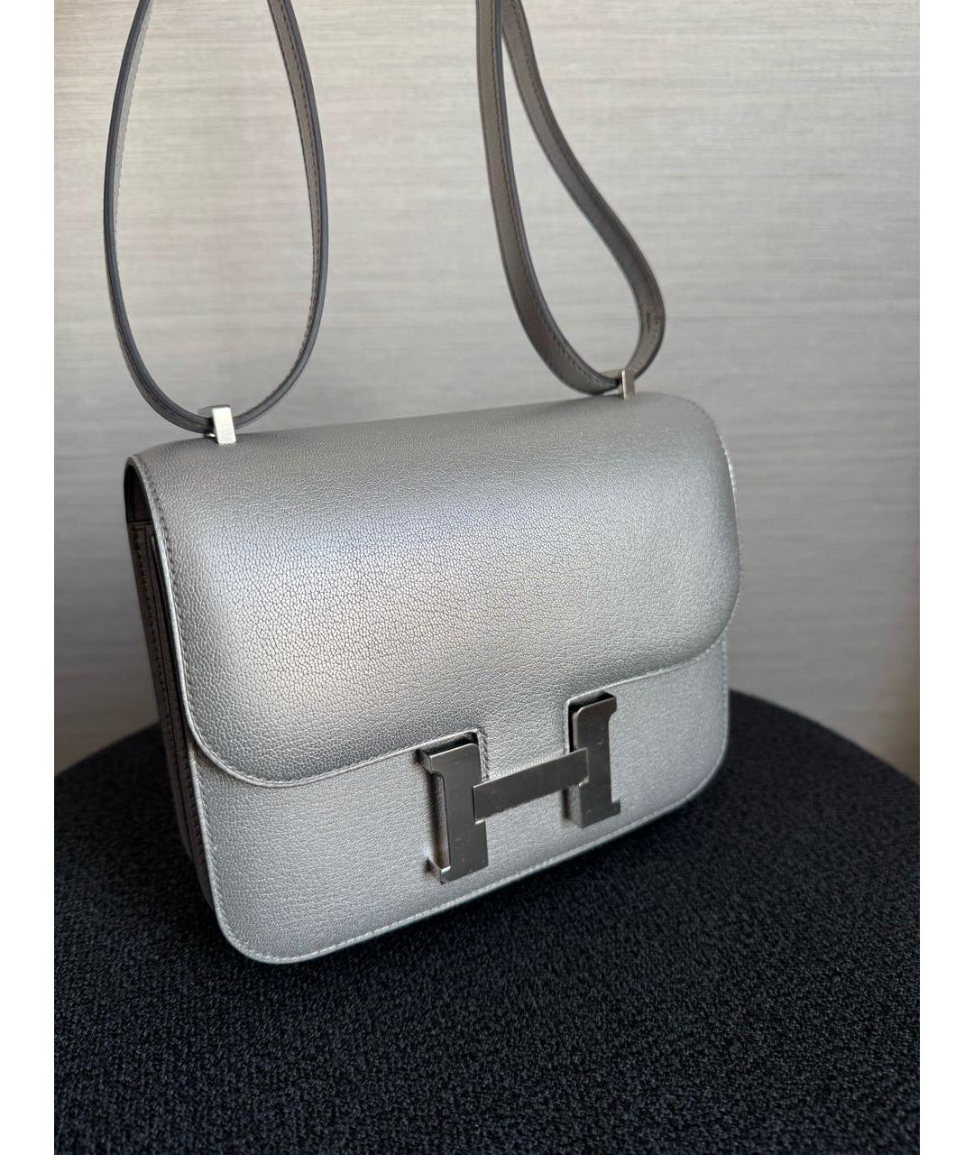 HERMES Серебряная кожаная сумка через плечо, фото 2