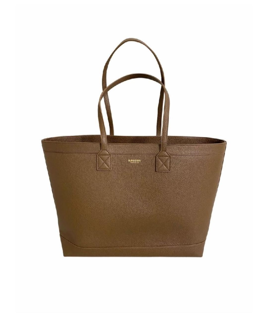 BURBERRY Коричневая кожаная сумка тоут, фото 1