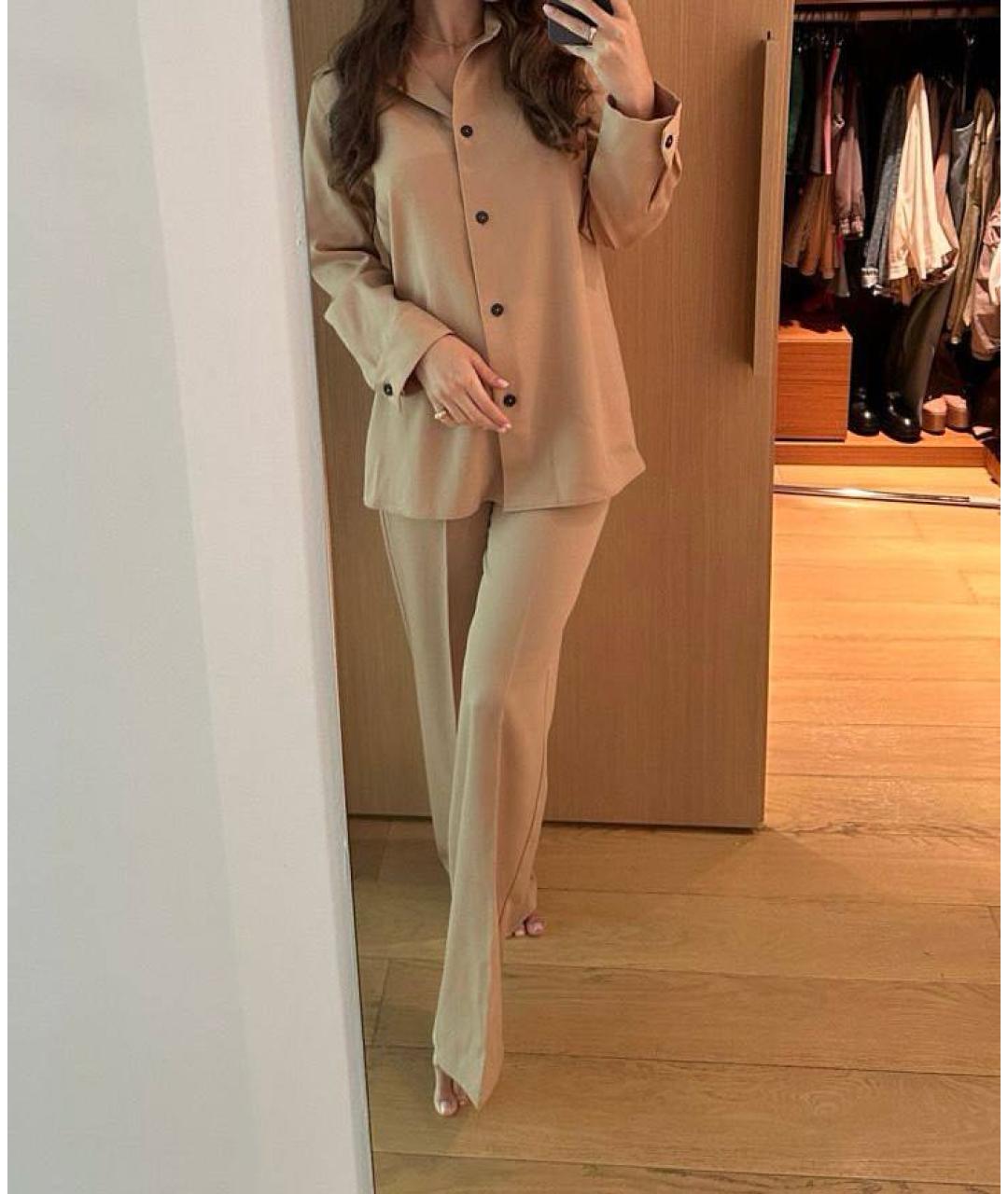 JIL SANDER Бежевый шерстяной костюм с брюками, фото 5
