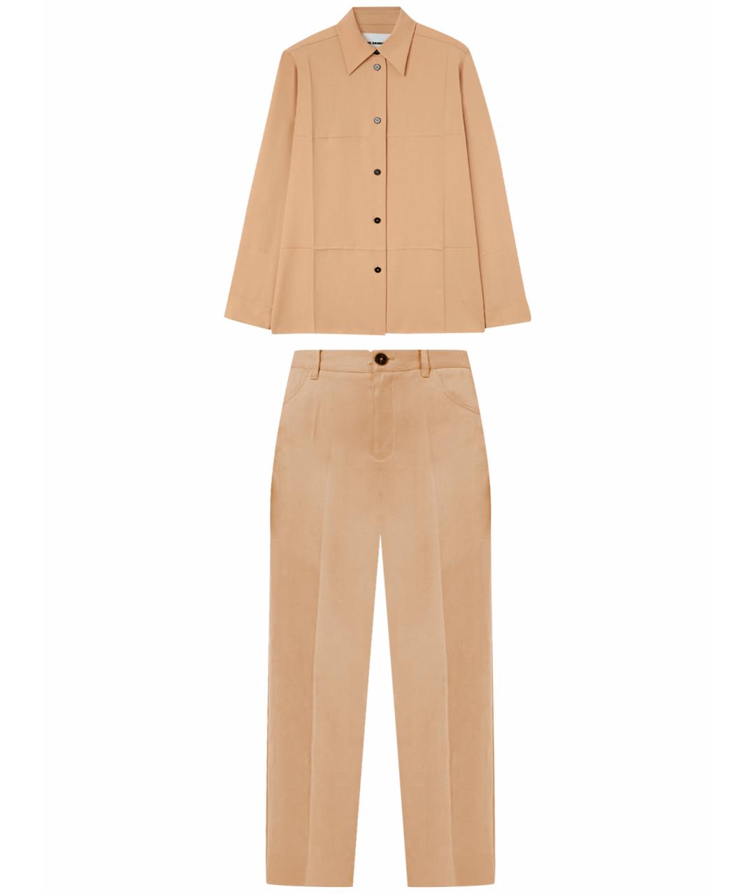 JIL SANDER Бежевый шерстяной костюм с брюками, фото 1