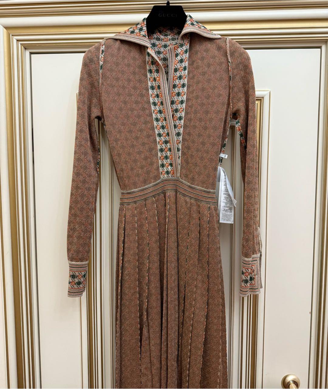 GUCCI Бежевое вискозное повседневное платье, фото 4