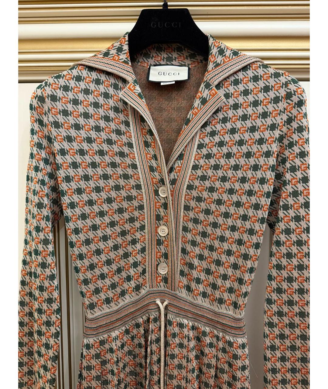 GUCCI Бежевое вискозное повседневное платье, фото 5