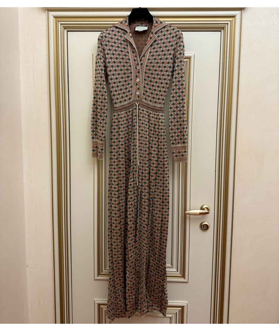 GUCCI Бежевое вискозное повседневное платье, фото 2