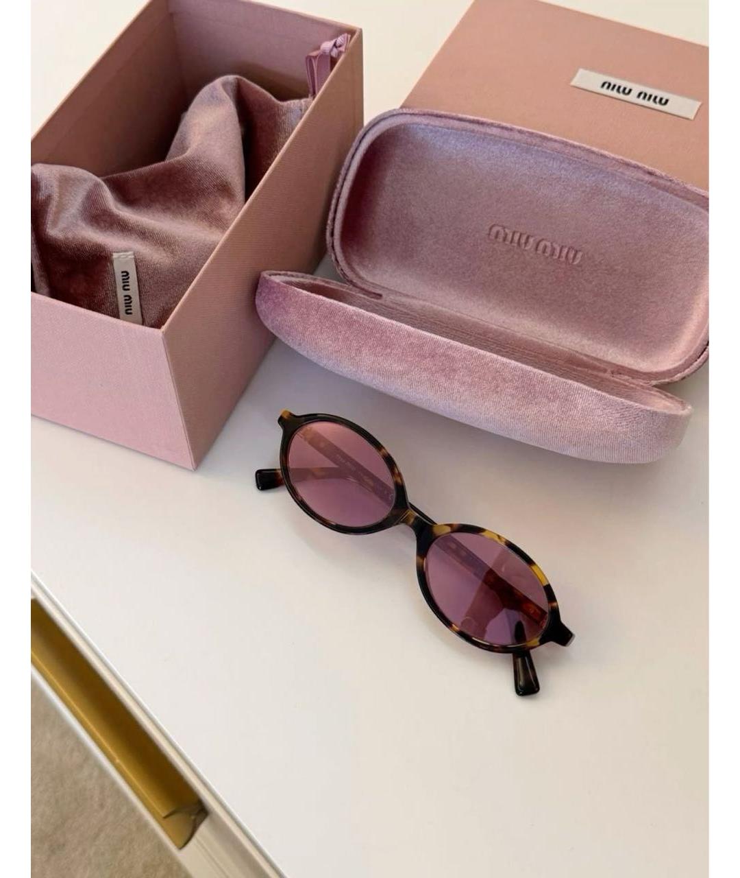 MIU MIU Коричневые пластиковые солнцезащитные очки, фото 2