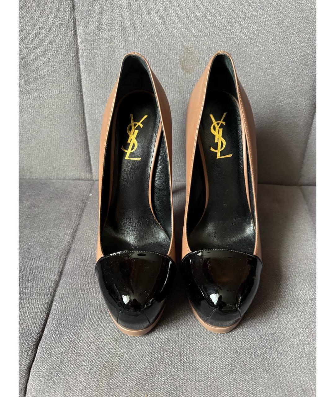 SAINT LAURENT Бежевые кожаные туфли, фото 3
