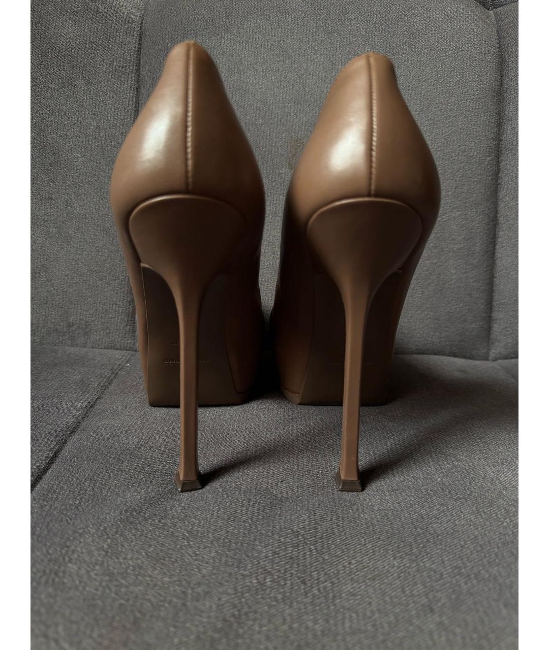 SAINT LAURENT Бежевые кожаные туфли, фото 4
