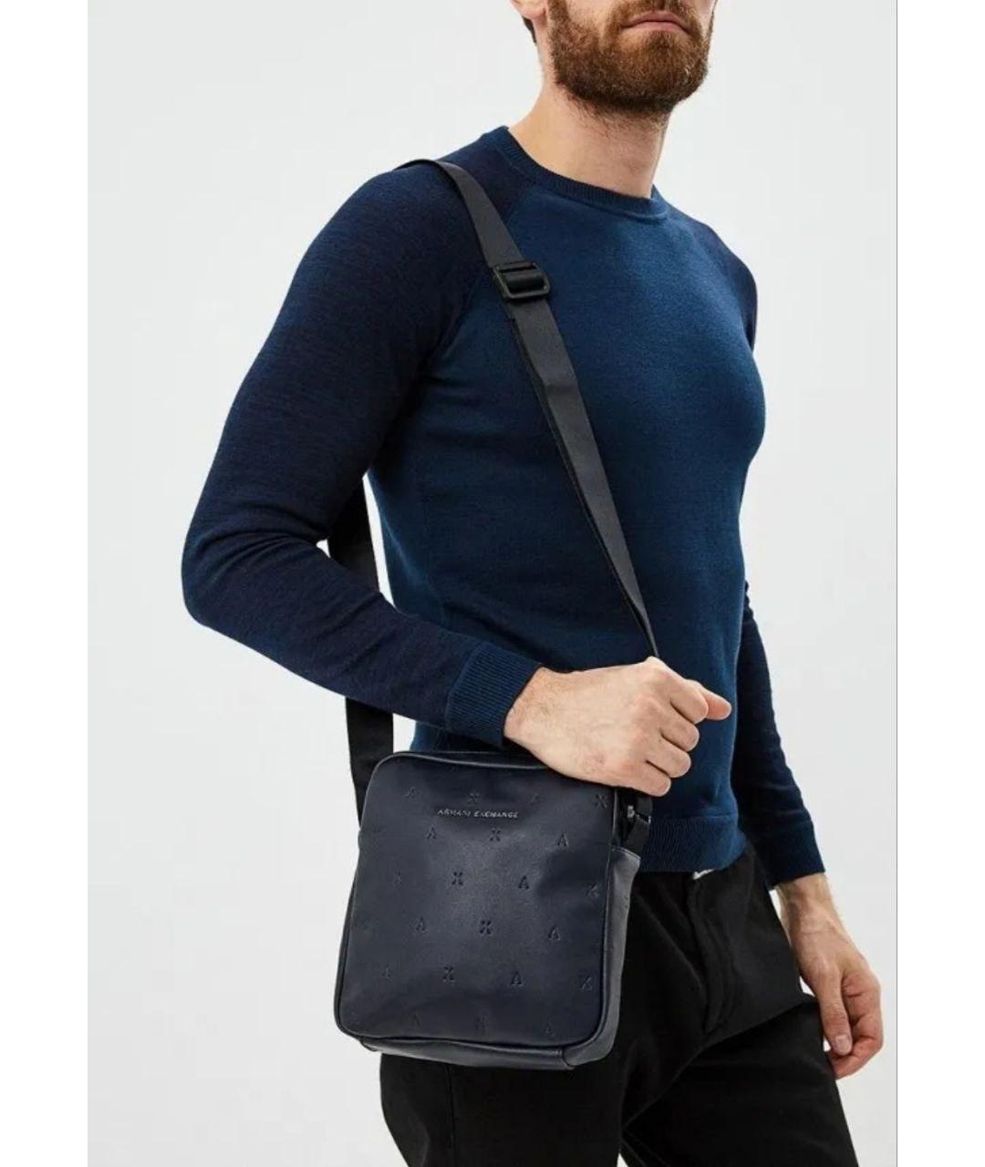 ARMANI EXCHANGE Синяя сумка на плечо из искусственной кожи, фото 5