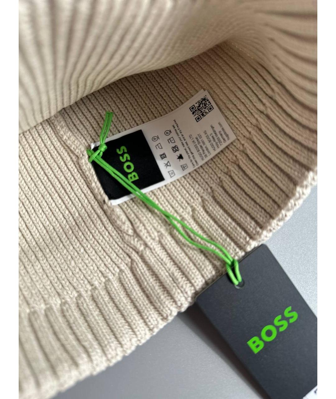 HUGO BOSS Бежевая хлопковая шапка, фото 3