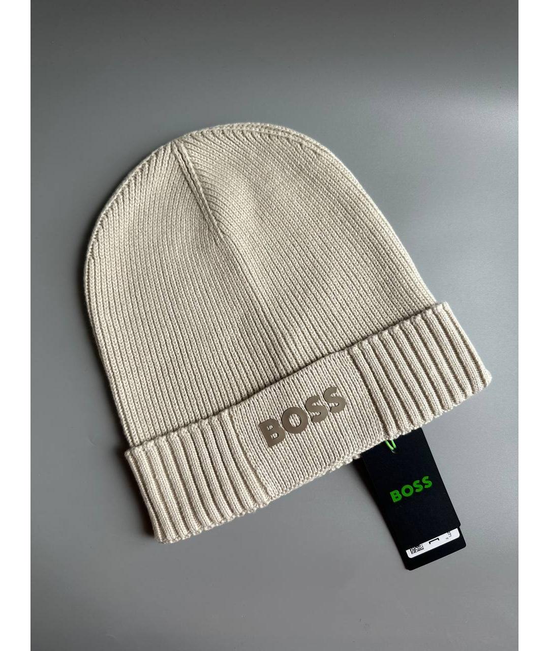 HUGO BOSS Бежевая хлопковая шапка, фото 2