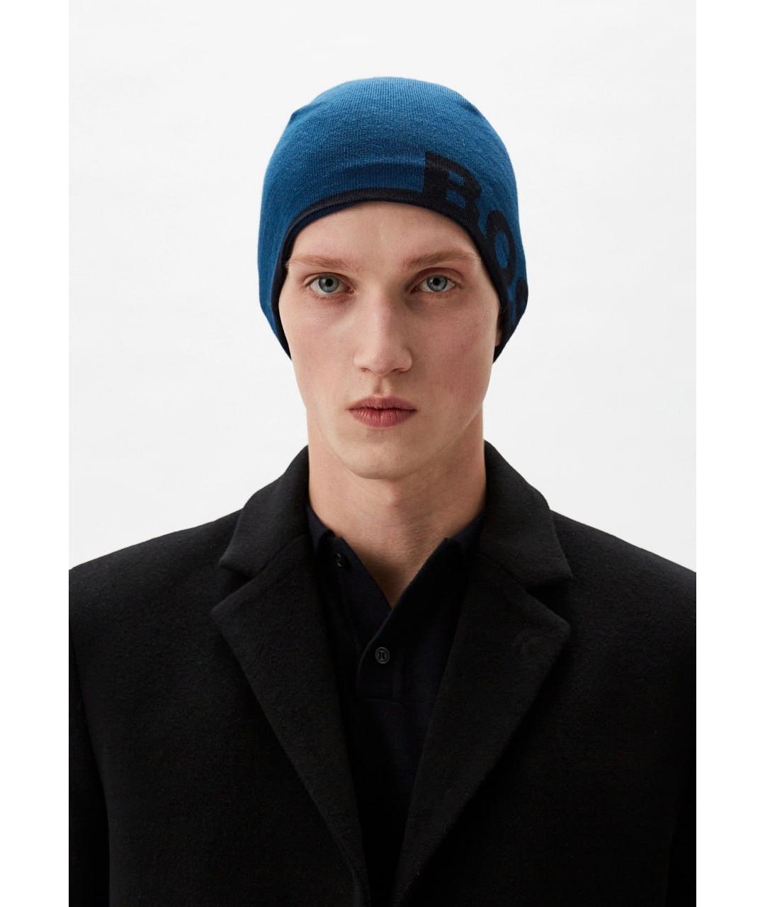 HUGO BOSS Синяя шерстяная шапка, фото 2