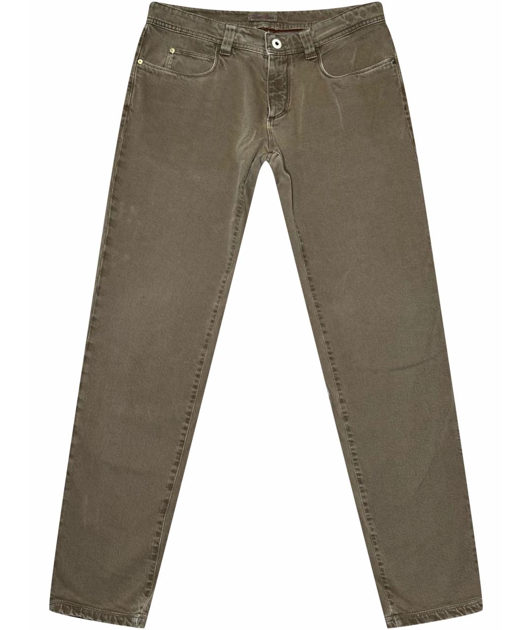 LORO PIANA Бежевые хлопковые джинсы скинни, фото 1