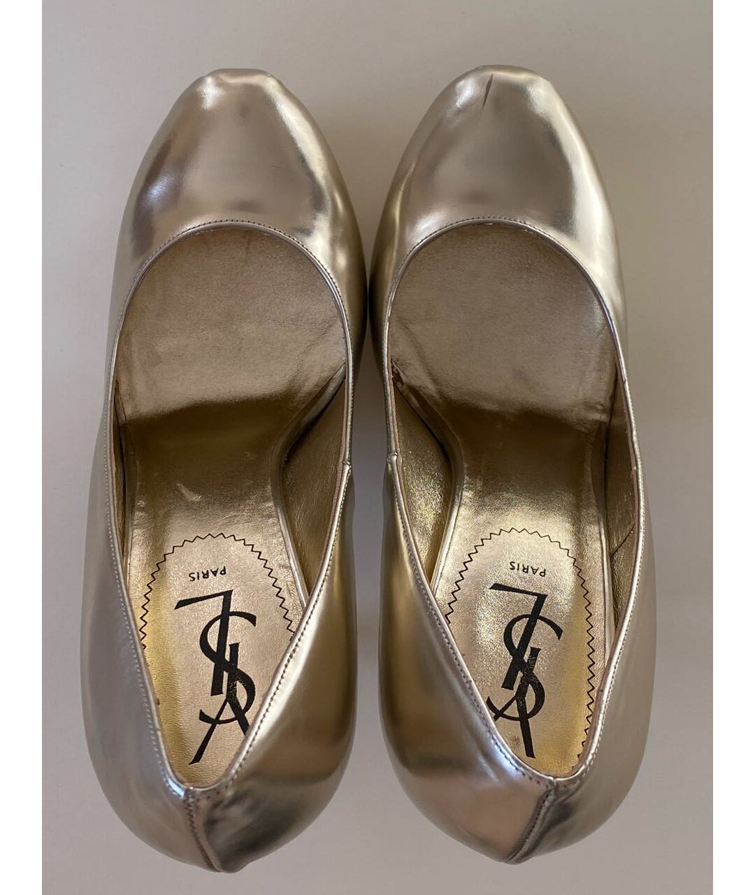 SAINT LAURENT Золотые кожаные туфли, фото 3