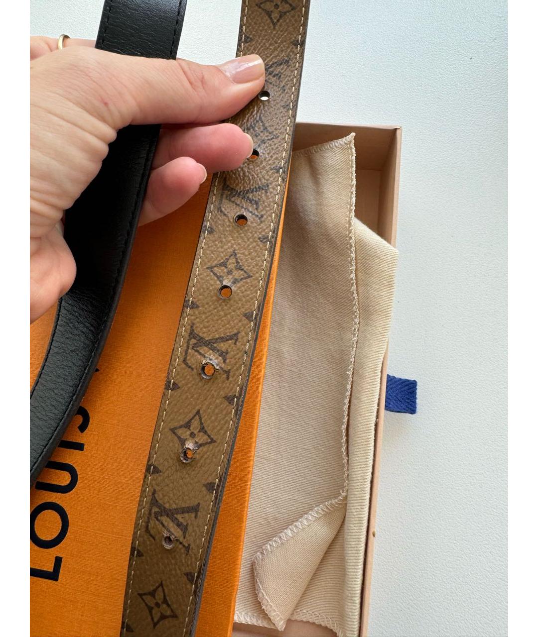 LOUIS VUITTON Черный кожаный ремень, фото 5