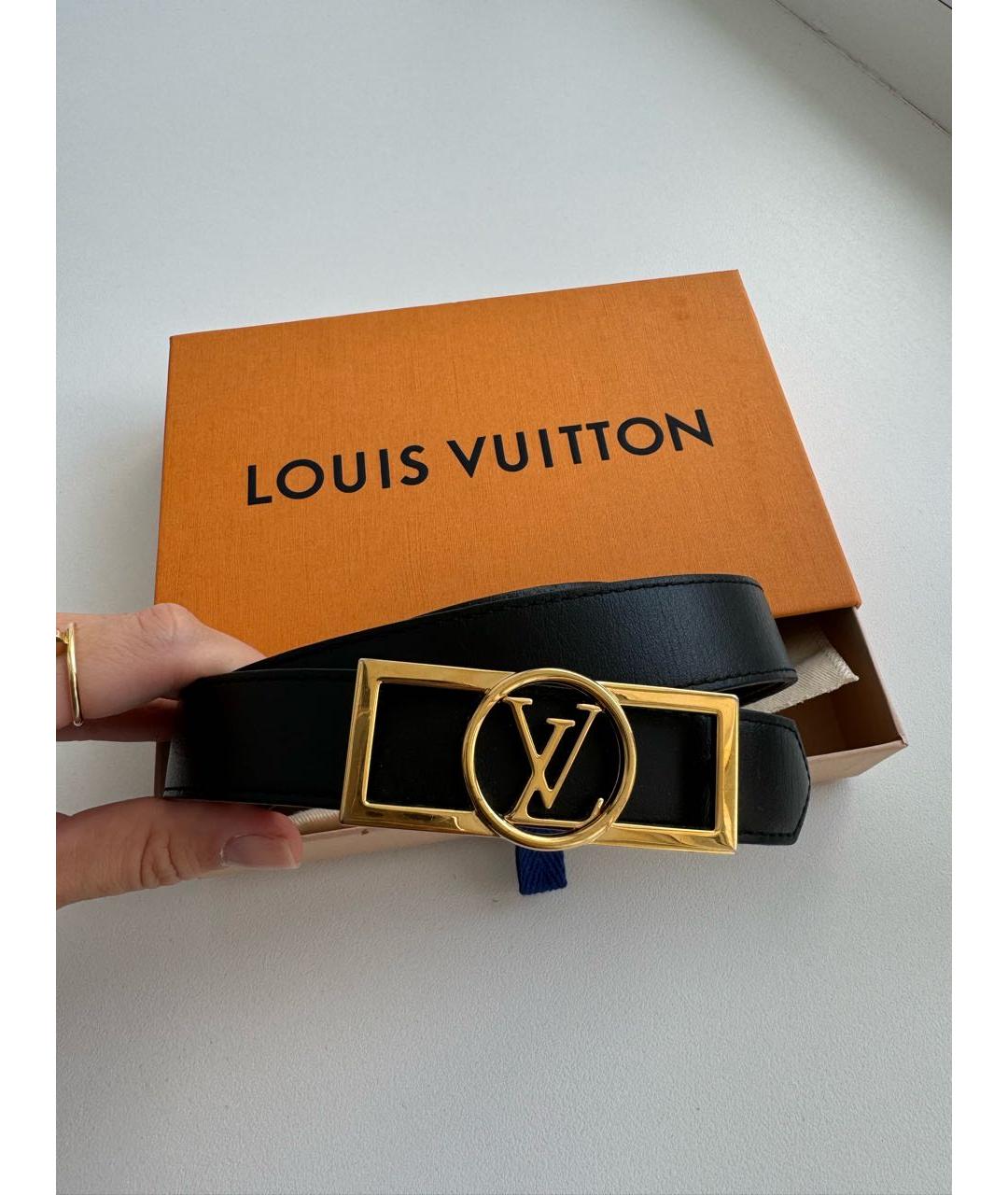 LOUIS VUITTON Черный кожаный ремень, фото 2