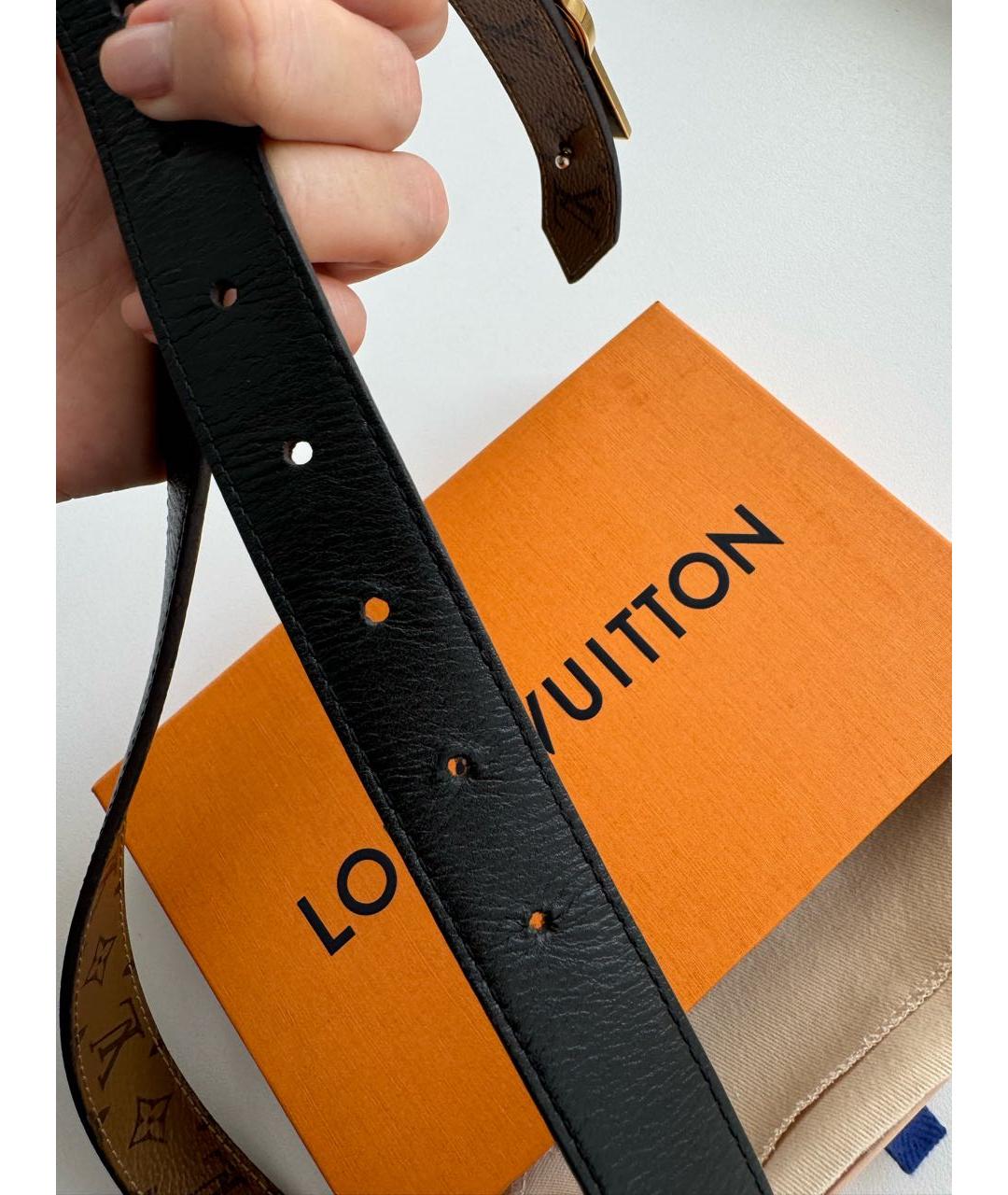 LOUIS VUITTON Черный кожаный ремень, фото 4