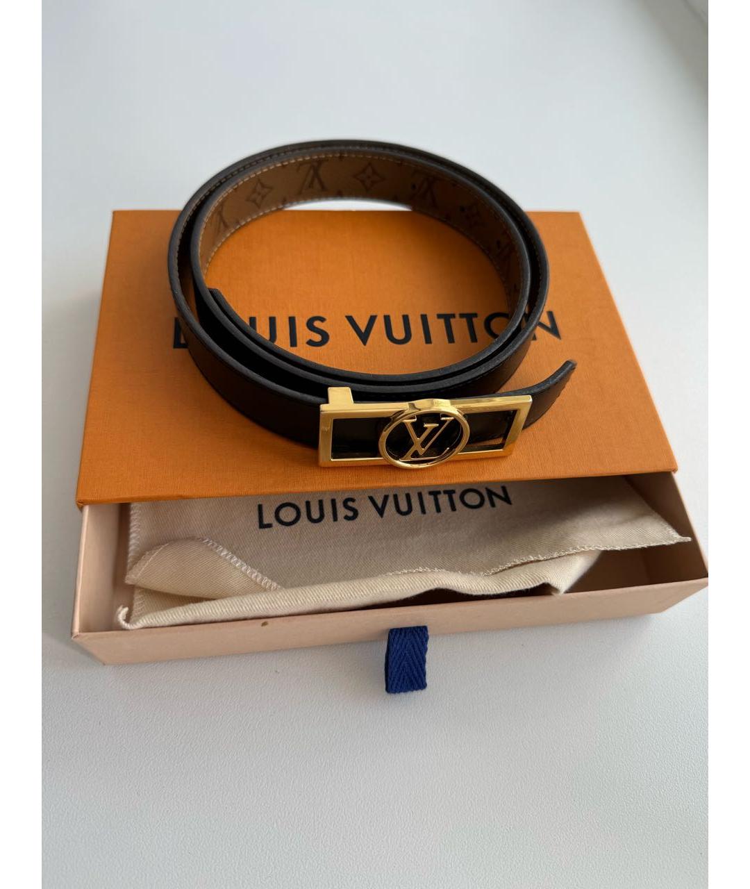 LOUIS VUITTON Черный кожаный ремень, фото 7