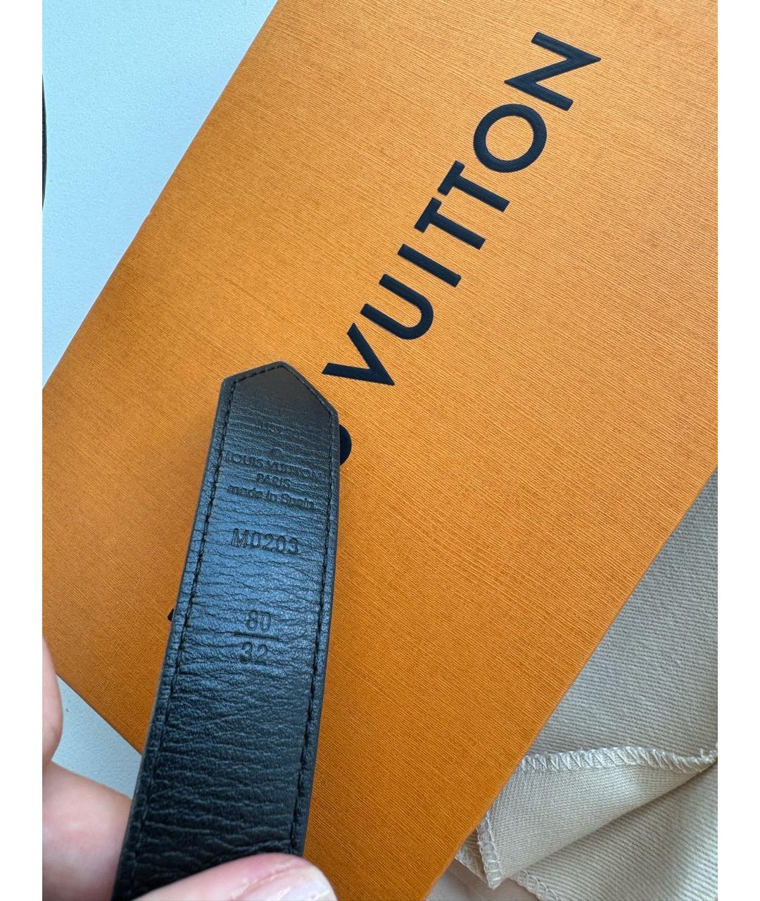 LOUIS VUITTON Черный кожаный ремень, фото 8