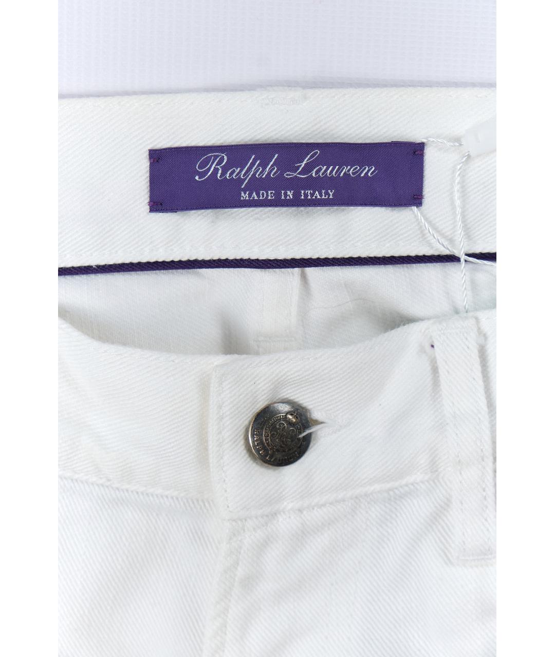 RALPH LAUREN Белые хлопковые прямые джинсы, фото 3