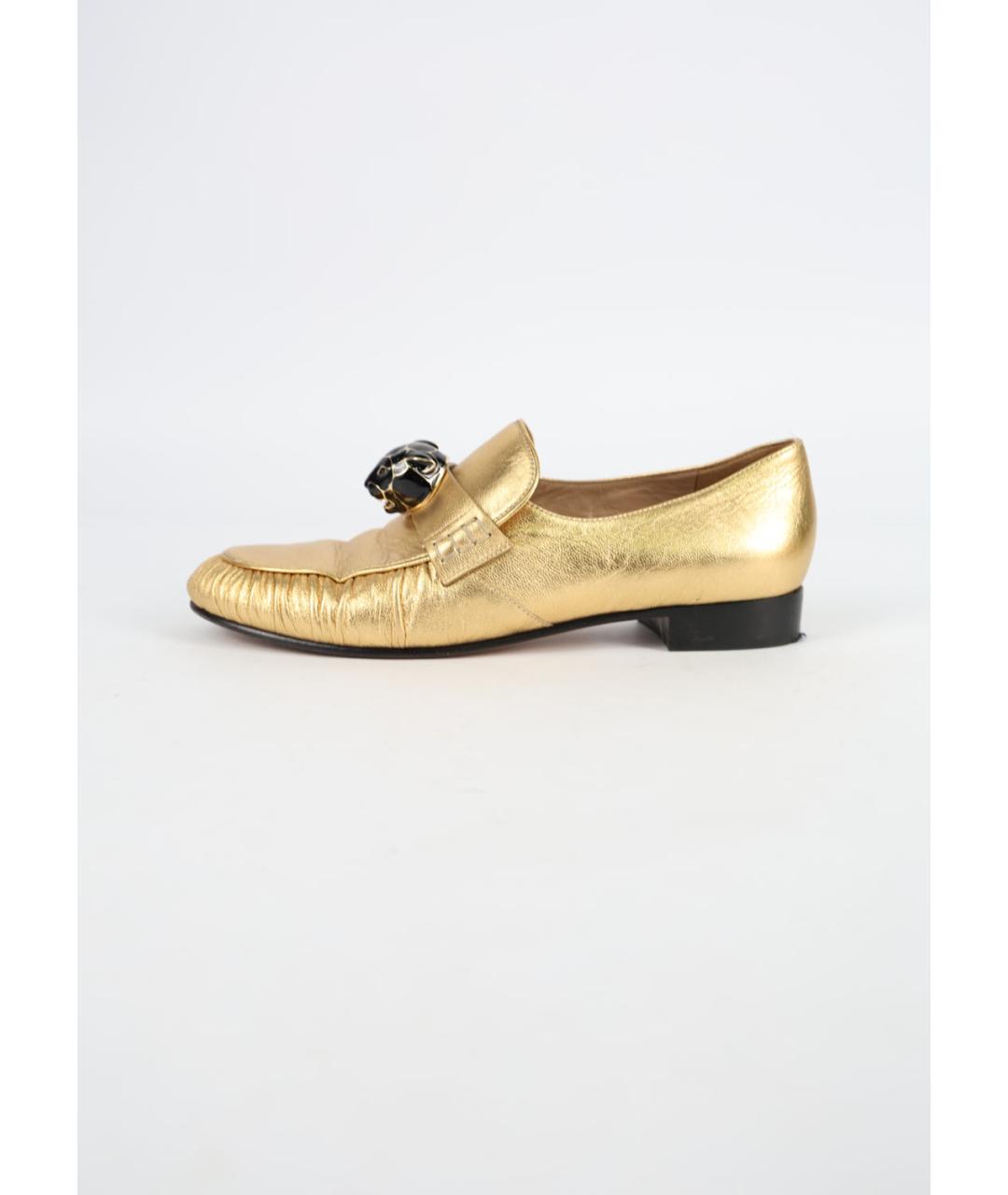 VALENTINO Золотые кожаные лоферы, фото 6