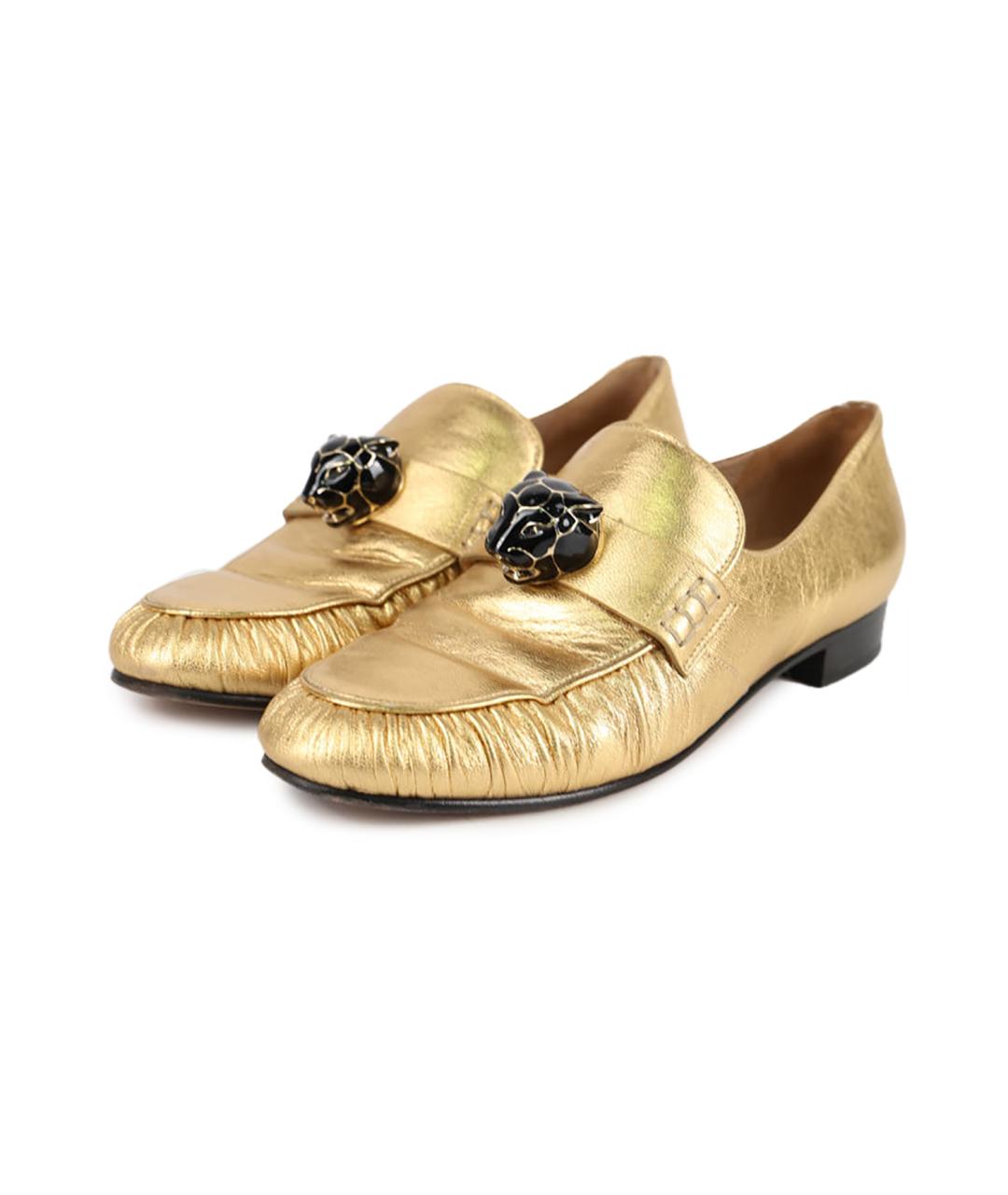 VALENTINO Золотые кожаные лоферы, фото 2