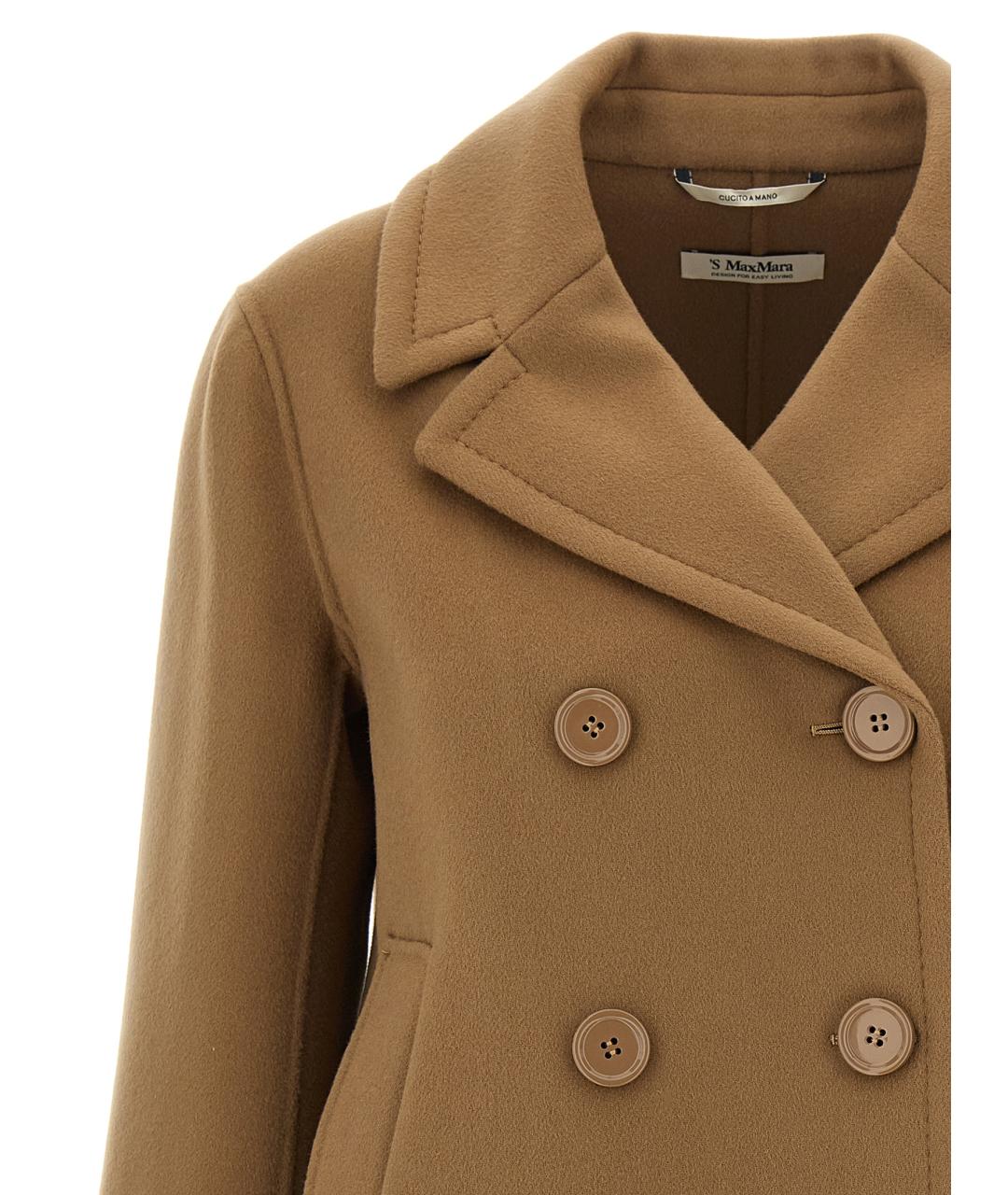 'S MAX MARA Коричневое шерстяное пальто, фото 3