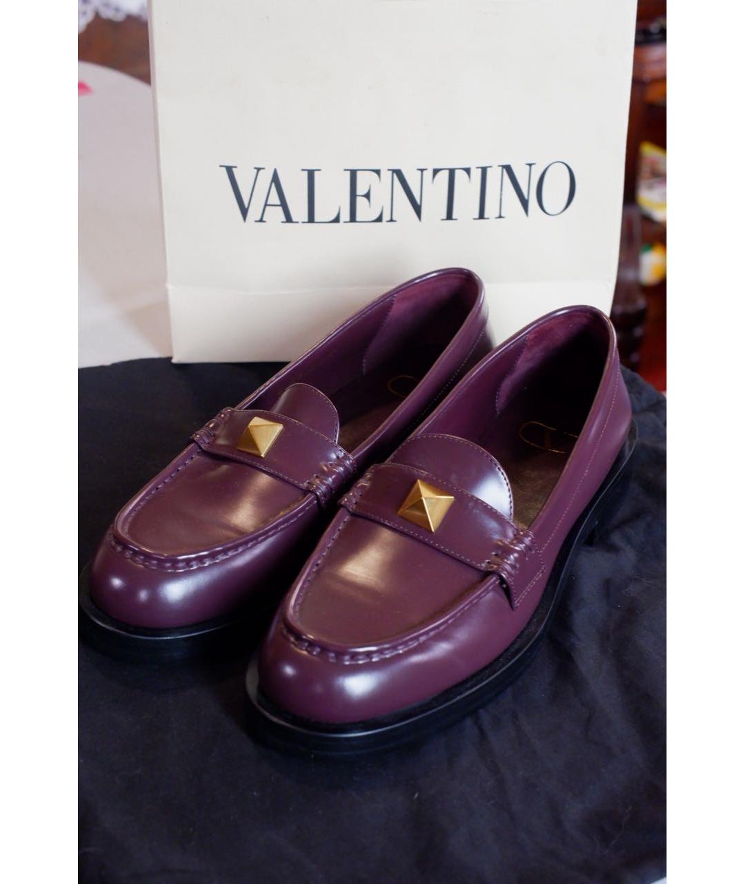 VALENTINO Бордовые лоферы из лакированной кожи, фото 6