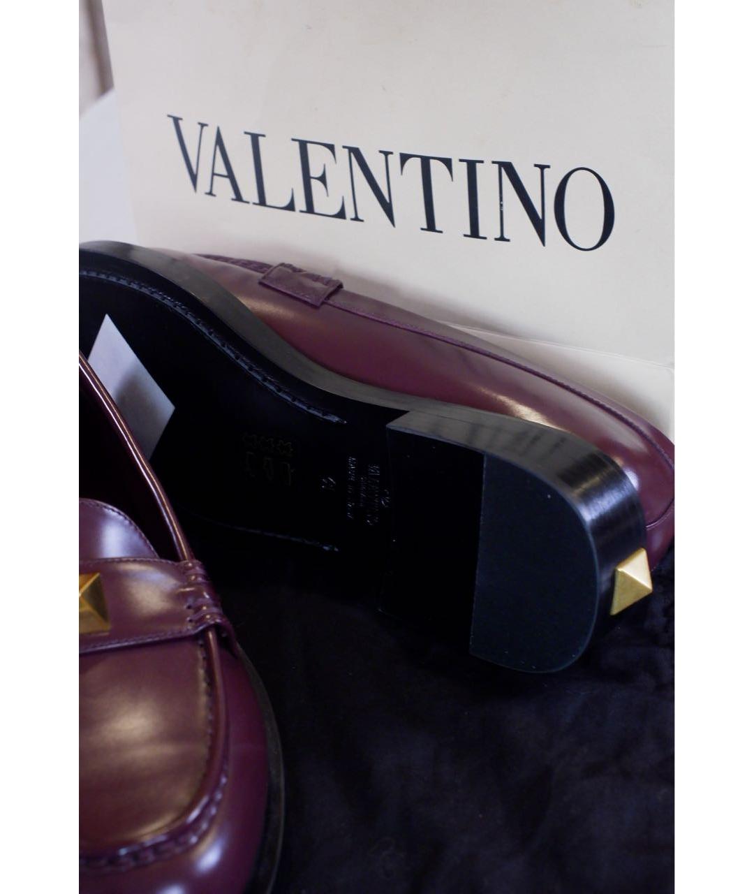 VALENTINO Бордовые лоферы из лакированной кожи, фото 4