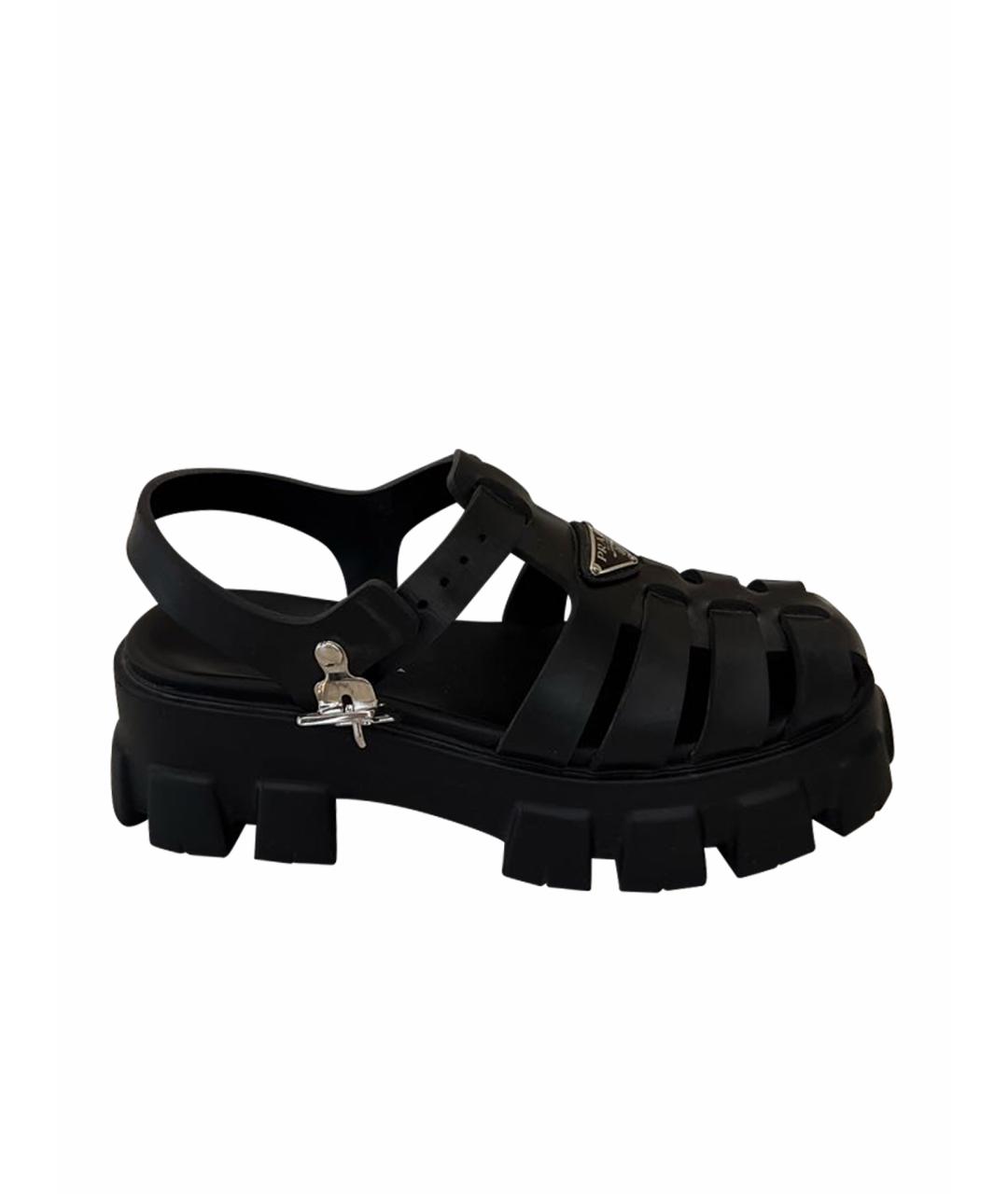 PRADA Черные резиновые босоножки, фото 1