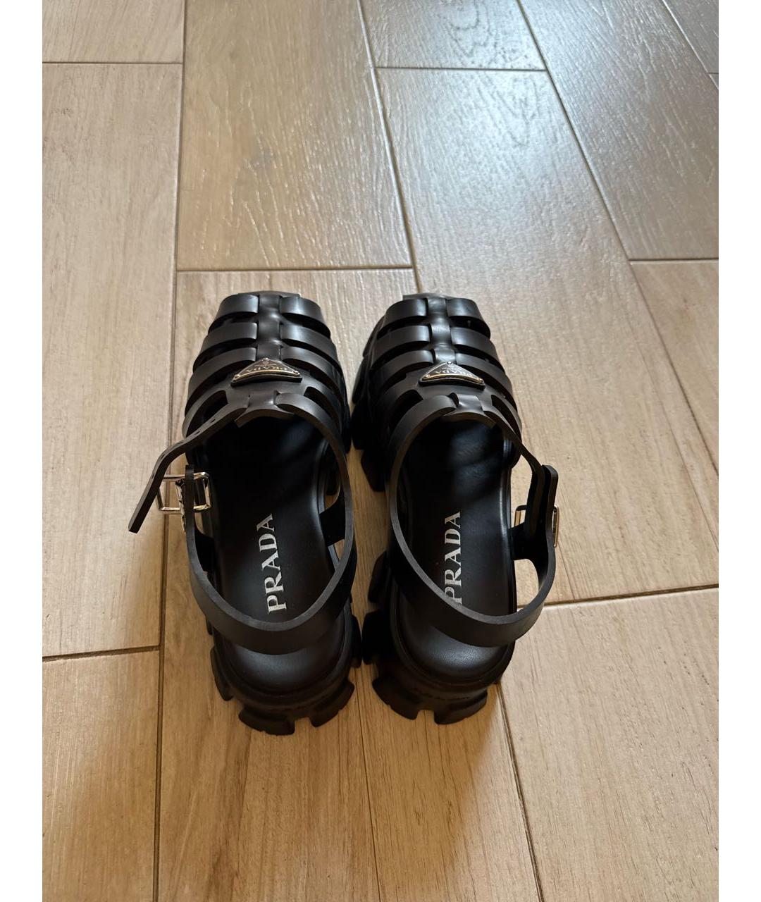 PRADA Черные резиновые босоножки, фото 3