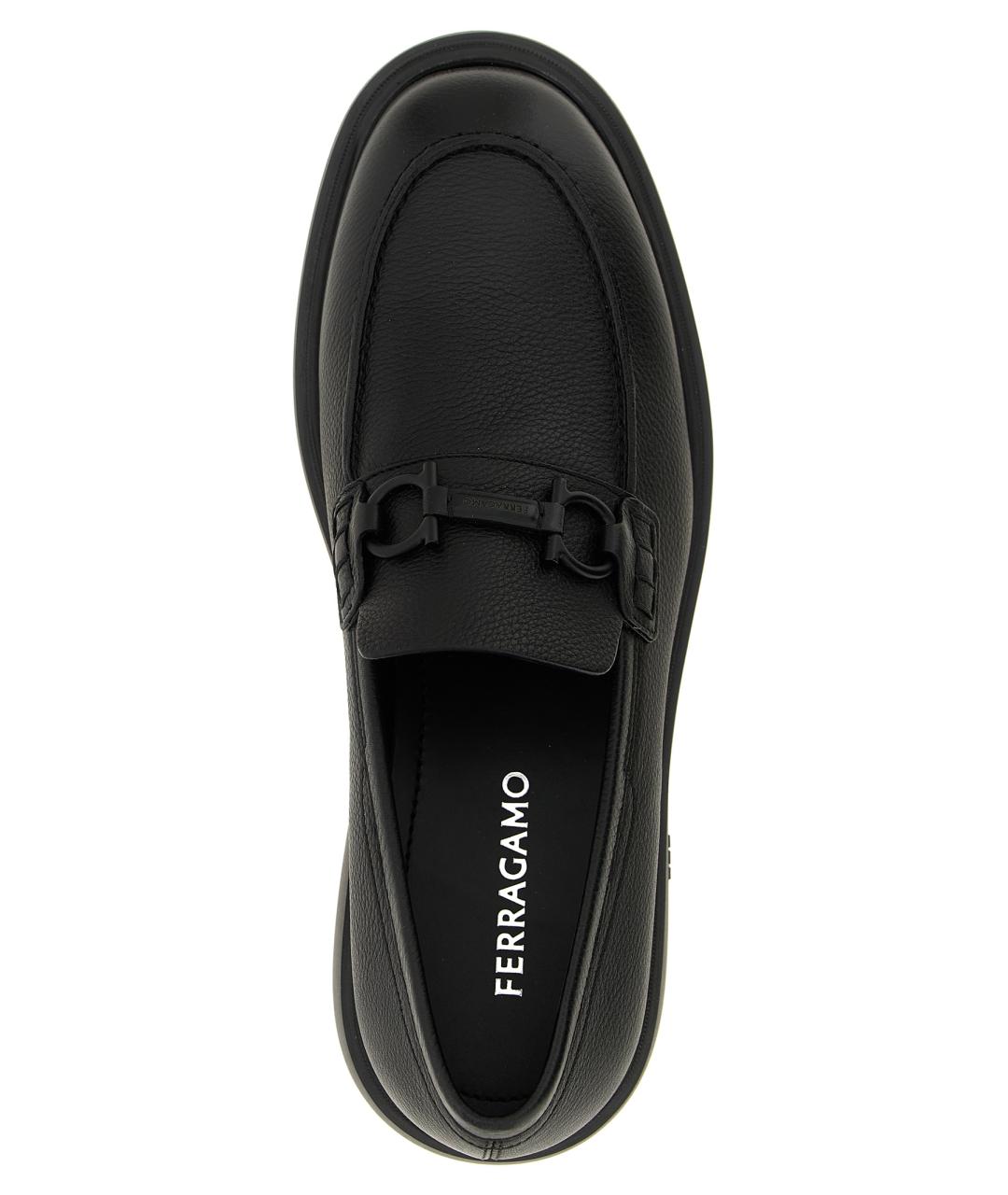 FERRAGAMO Черные кожаные лоферы, фото 4