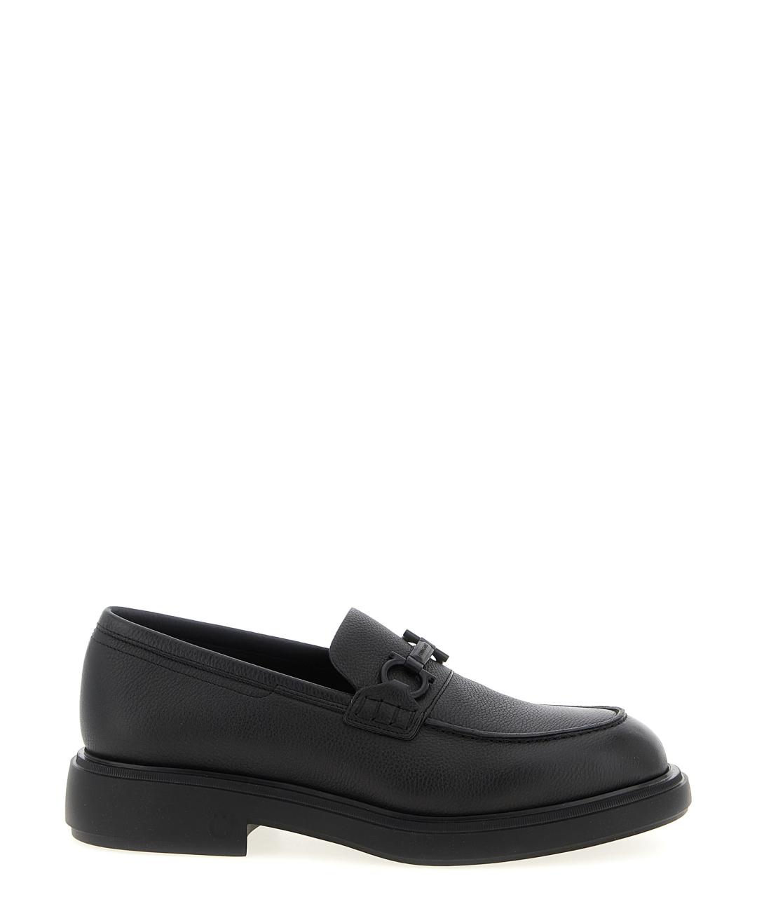 FERRAGAMO Черные кожаные лоферы, фото 1