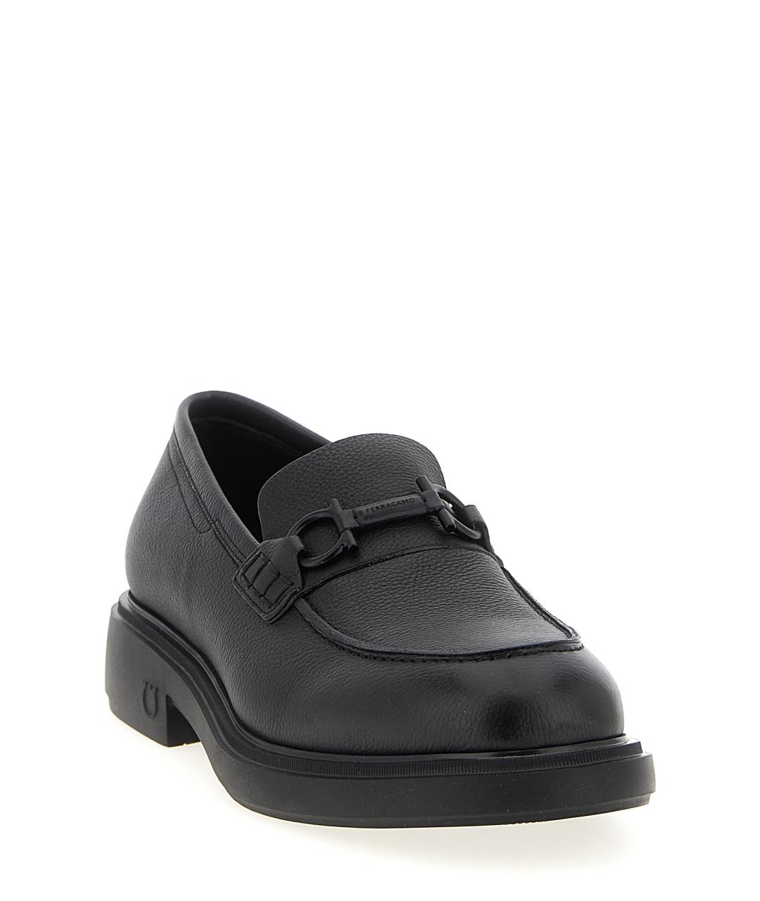 FERRAGAMO Черные кожаные лоферы, фото 2