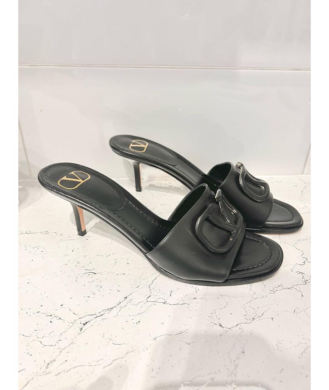 VALENTINO Черные кожаные мюли, фото 6