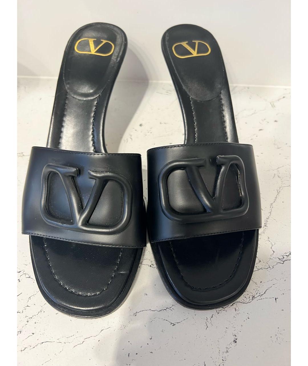 VALENTINO Черные кожаные мюли, фото 2