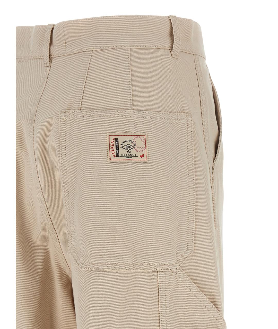 WEEKEND MAX MARA Бежевые хлопковые прямые брюки, фото 4