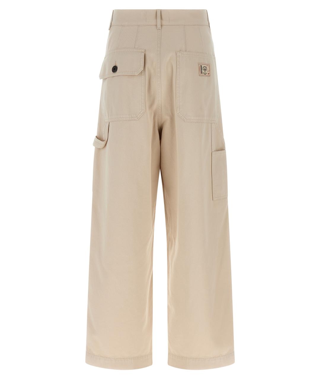 WEEKEND MAX MARA Бежевые хлопковые прямые брюки, фото 2