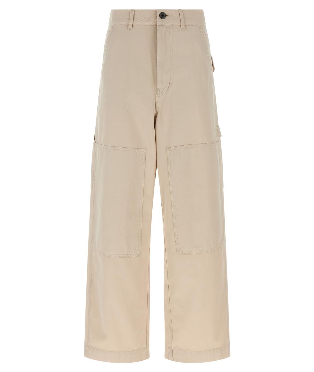 WEEKEND MAX MARA Бежевые хлопковые прямые брюки, фото 1