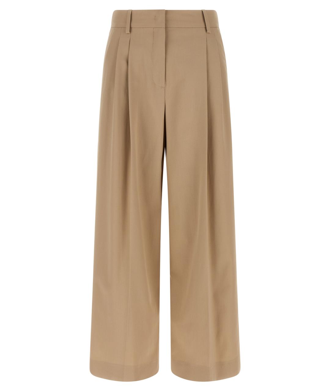 WEEKEND MAX MARA Бежевые хлопковые прямые брюки, фото 1