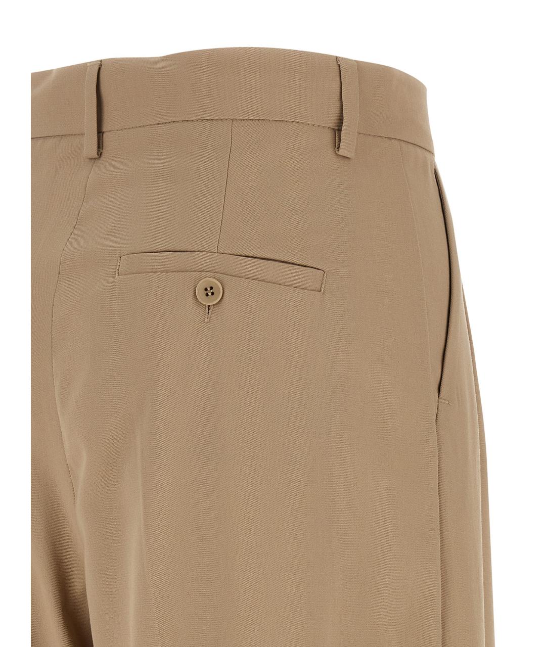 WEEKEND MAX MARA Бежевые хлопковые прямые брюки, фото 4