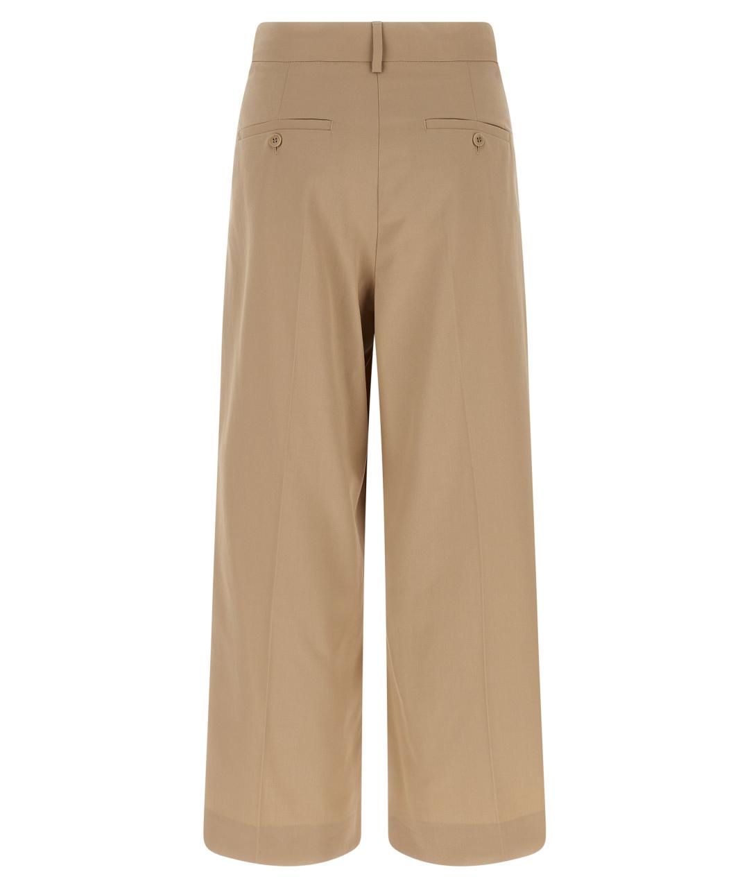 WEEKEND MAX MARA Бежевые хлопковые прямые брюки, фото 2