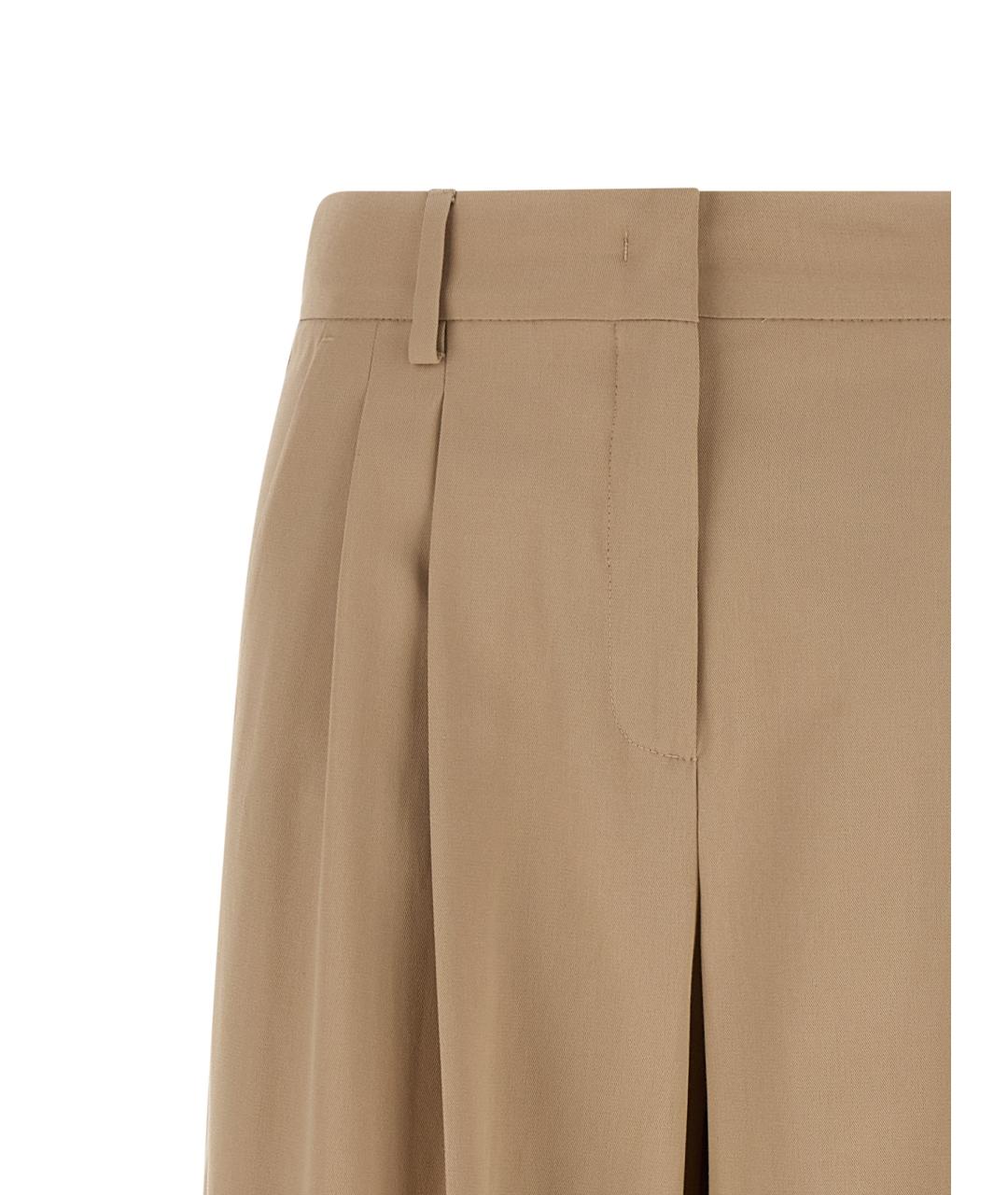 WEEKEND MAX MARA Бежевые хлопковые прямые брюки, фото 3