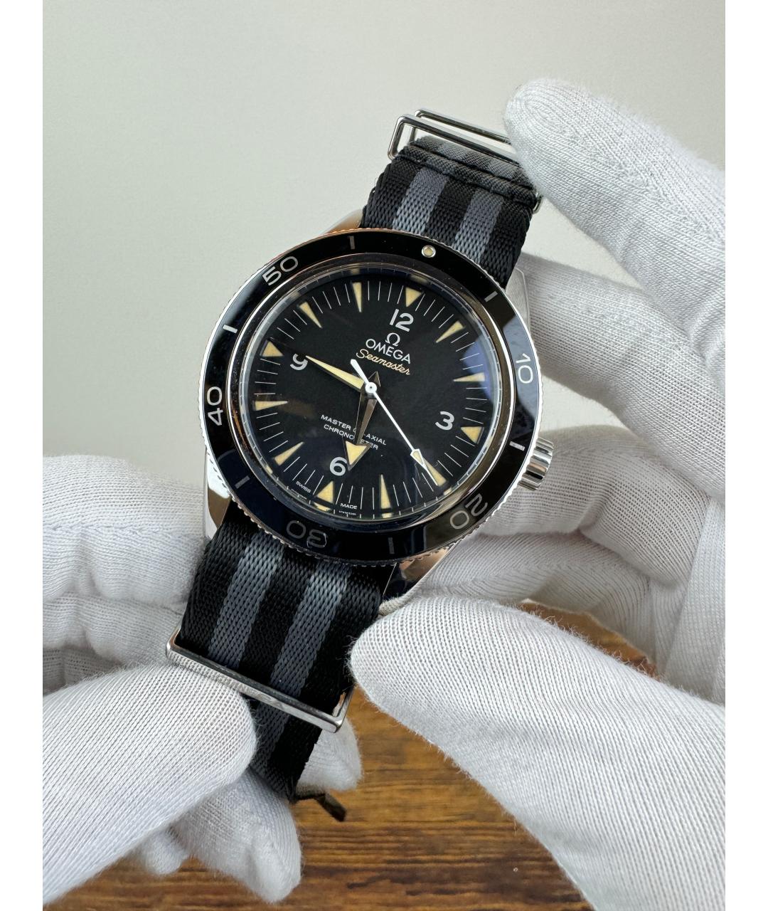OMEGA Черные часы, фото 2