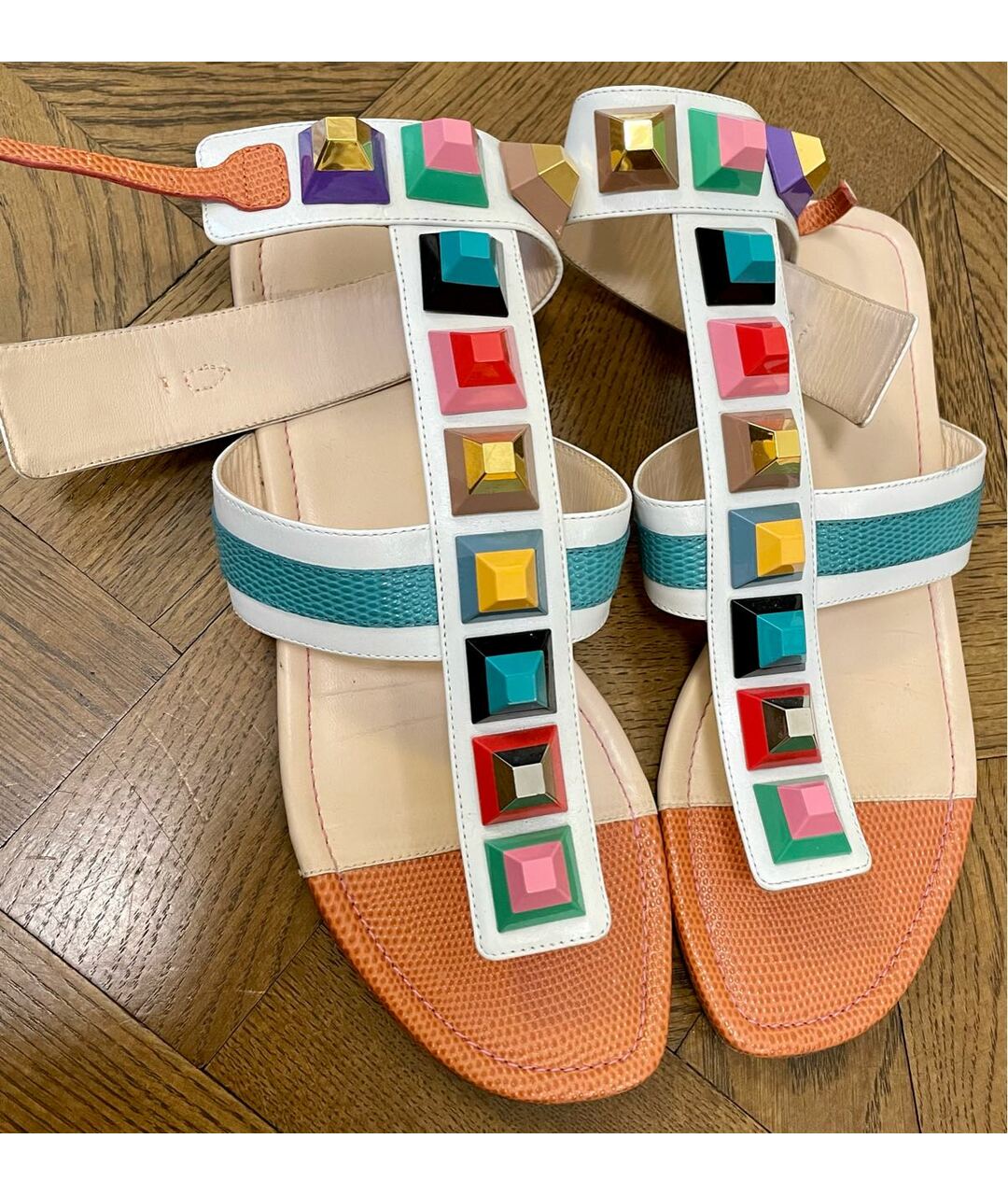 FENDI Мульти кожаные сандалии, фото 3