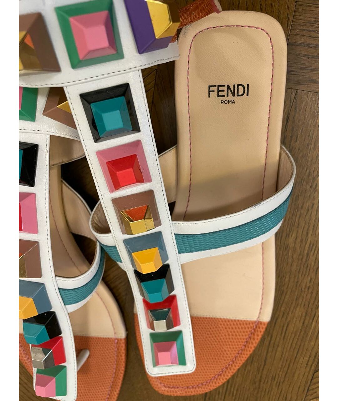 FENDI Мульти кожаные сандалии, фото 4
