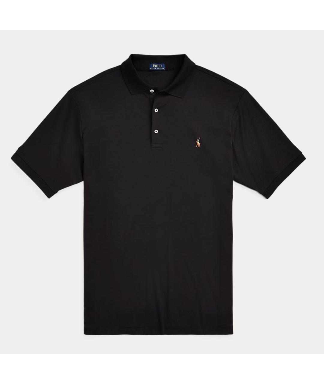 POLO RALPH LAUREN Черное хлопковое поло с коротким рукавом, фото 6