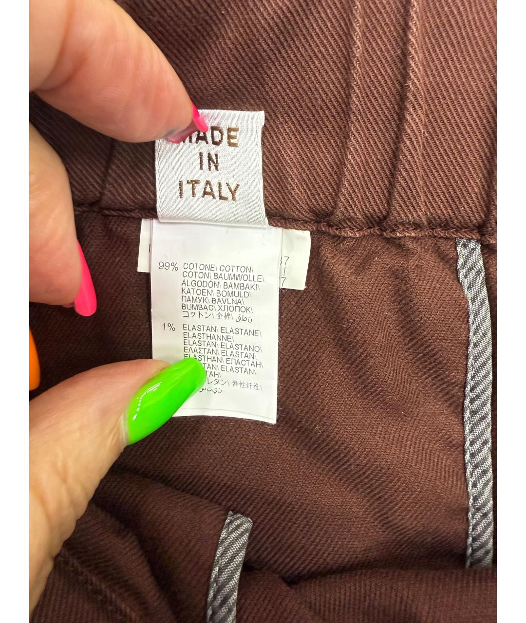 BRUNELLO CUCINELLI Коричневые хлопко-эластановые джинсы слим, фото 5