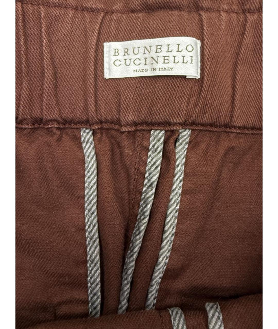 BRUNELLO CUCINELLI Коричневые хлопко-эластановые джинсы слим, фото 3
