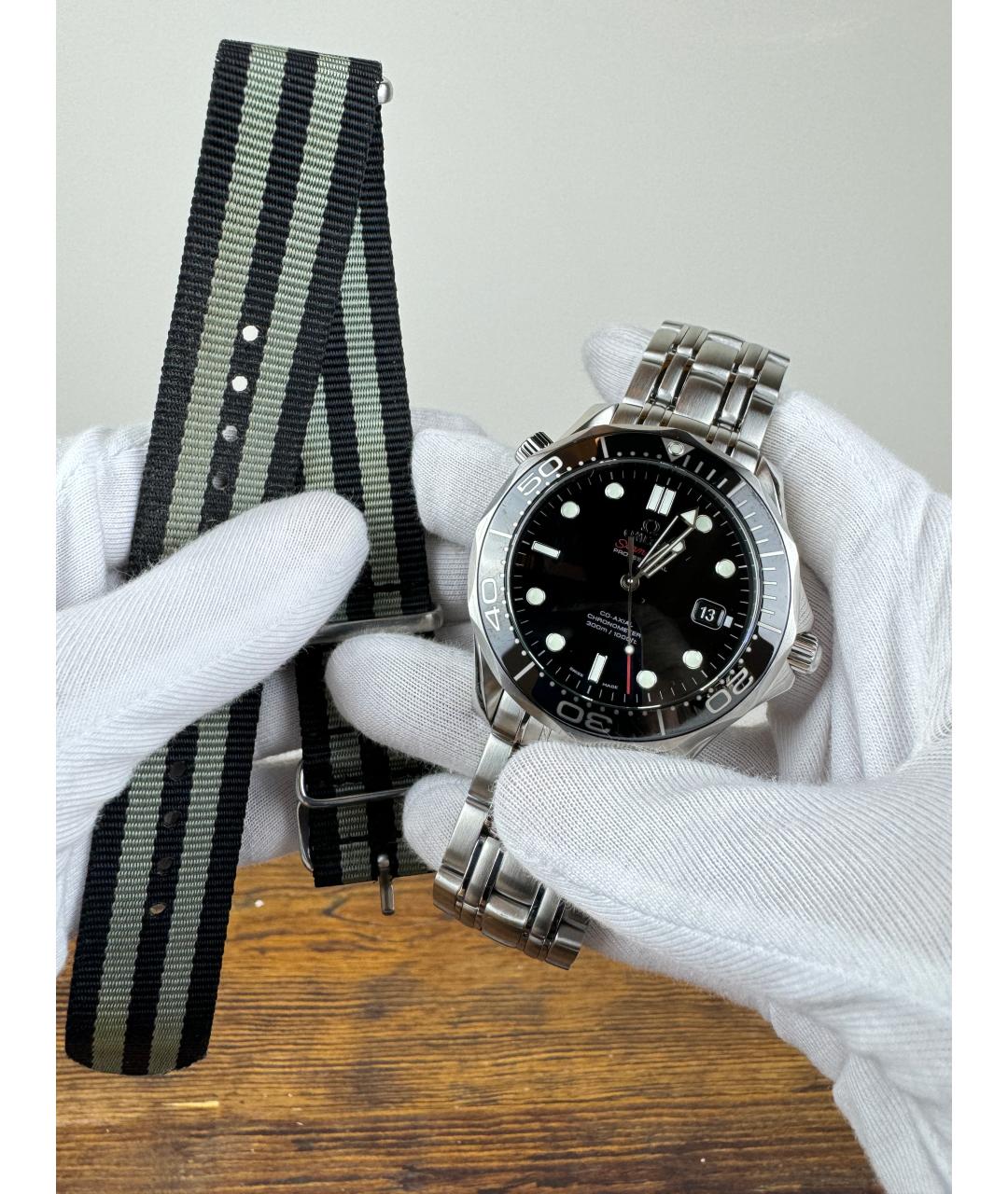 OMEGA Черные часы, фото 2