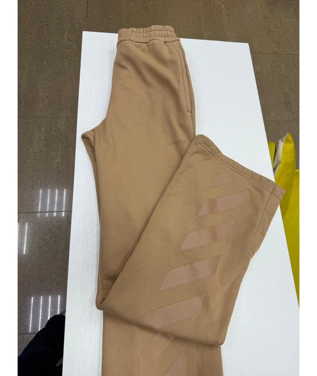 OFF-WHITE Бежевые хлопковые спортивные брюки и шорты, фото 3
